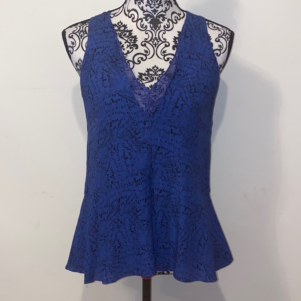 5/$50 Rebecca Taylor Blue Patterned Tank Top Size 2